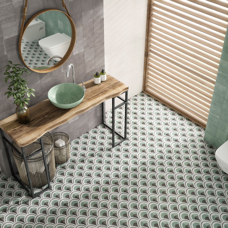 Lavabo Berlin Aquamar 40x40x15 - Marina 14,7x14,7 - Berlin Aquamar Glossy 14,7x14,7 - Berlin Graphite Matt 14,7x14,7